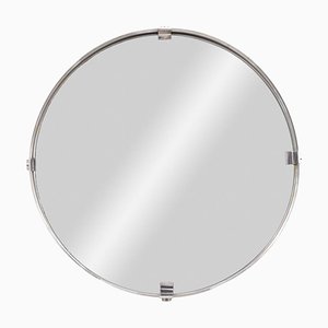 Round Mirror in Brushed Stainless Steel, 1970s-CEJ-676315