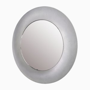 Round Mirror in Textured Aluminum by Lorenzo Burchiellaro, 1970s-PRS-1740505