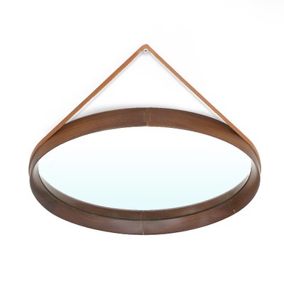 Round Mirror with Leather Strap, 1960s-EZ-1706722