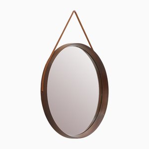 Round Mirror with Leather Strap, 1960s-EZ-1706722