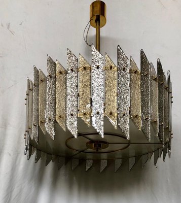 Round Murano Art Glass and Brass Chandelier, 1970s-UH-834097