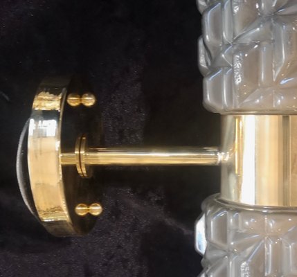 Round Murano Glass and Brass Wall Light, 1950s-UH-1389707