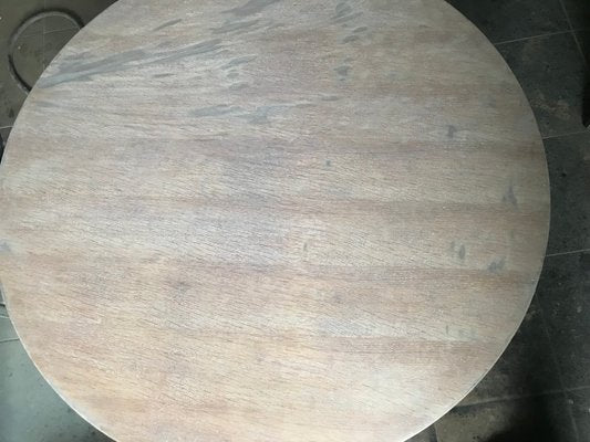 Round Oak Veneer Coffee Table, 1970s-WQQ-1422724