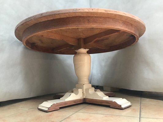 Round Oak Veneer Coffee Table, 1970s-WQQ-1422724