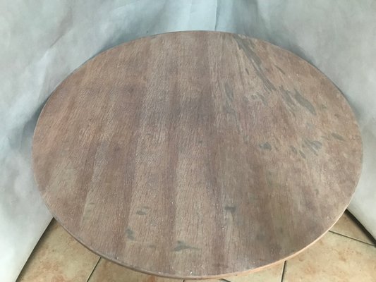 Round Oak Veneer Coffee Table, 1970s-WQQ-1422724