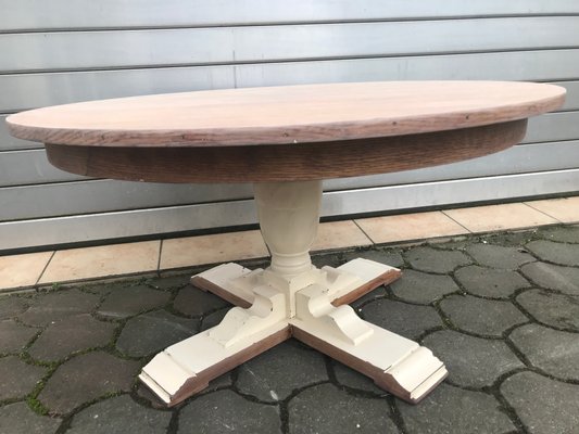 Round Oak Veneer Coffee Table, 1970s-WQQ-1422724