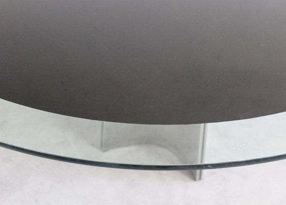 Round Pedestal Table in Steel and Glass by Luigi Saccardo for Maison Jansen, 1970s-IVC-1363159