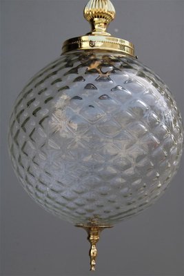 Round Pendant Lamp in Murano and Brass from Venini, 1950s-EH-1389335