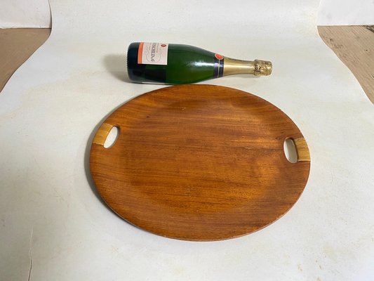 Round Platter or Tray in Wood, Denmark, 1960s-UR-1791907