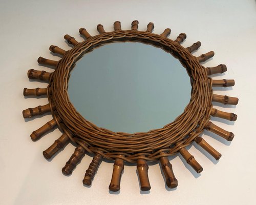 Round Rattan Mirror-BA-1365437