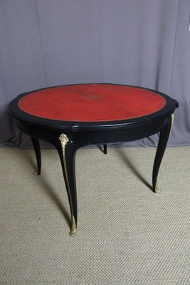 Round Red Leather Top Table with Extension-WSV-1181361