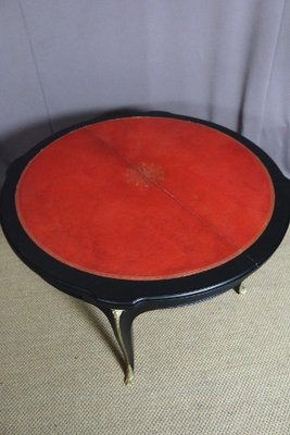 Round Red Leather Top Table with Extension-WSV-1181361