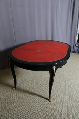 Round Red Leather Top Table with Extension-WSV-1181361