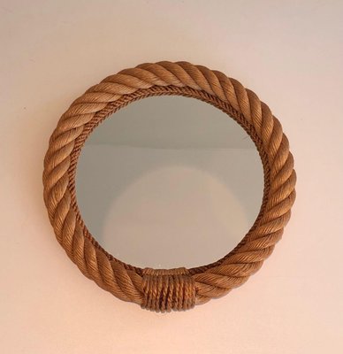 Round Rope Mirror in the style of of Audoux Minet, 1970s-BA-1374479