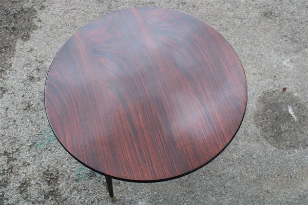 Round Rosewood Coffee Table with Brass Base from Cassina, 1950s-EH-866691