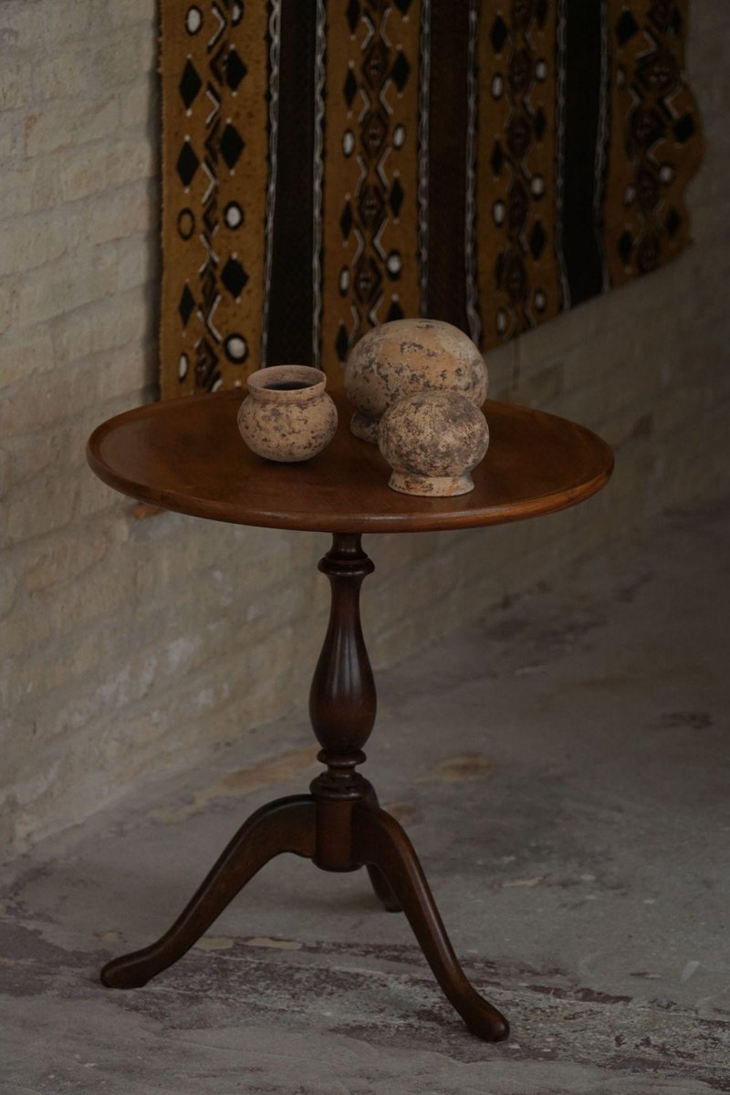 Round Side Table in Stained Beech by Anton Kildeberg, 1960s