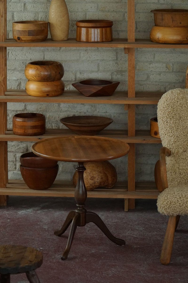 Round Side Table in Stained Beech by Anton Kildeberg, 1960s