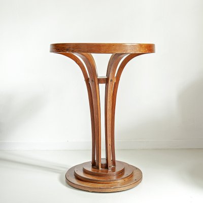 Round Side Table in Wood and Glass, 1920s-XGI-1736359