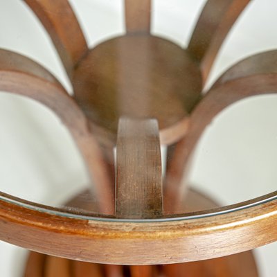 Round Side Table in Wood and Glass, 1920s-XGI-1736359