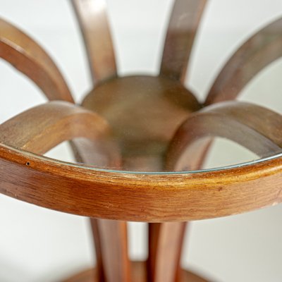 Round Side Table in Wood and Glass, 1920s-XGI-1736359