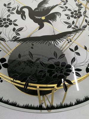 Round Side Table with Phoenix Bird Motif-UWE-764616