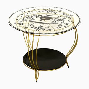 Round Side Table with Phoenix Bird Motif-UWE-764616