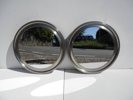 Round Silver Mirrors, 1960s, Set of 2-EI-1799293