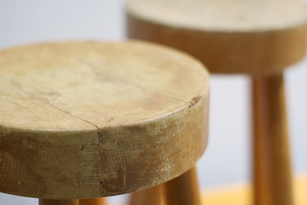 Round Stools by Charlotte Perriand for Les Arcs, France, 1960s, Set of 2-LA-1223802