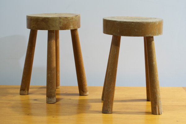 Round Stools by Charlotte Perriand for Les Arcs, France, 1960s, Set of 2-LA-1223802