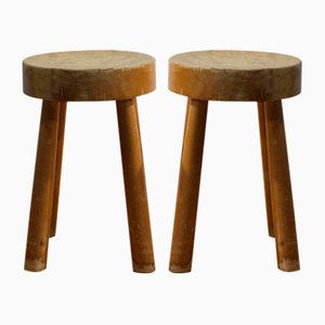 Round Stools by Charlotte Perriand for Les Arcs, France, 1960s, Set of 2-LA-1223802