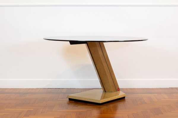 Round Sunny Table in Wood and Smoked Glass by Giovanni Offredi for Saporiti, 1970s-IVC-2033239