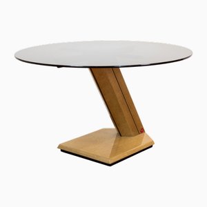 Round Sunny Table in Wood and Smoked Glass by Giovanni Offredi for Saporiti, 1970s-IVC-2033239