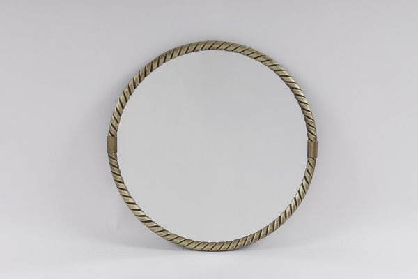 Round Swirl Brass Wall Mirror, Germany, 1990s-KQB-1445296