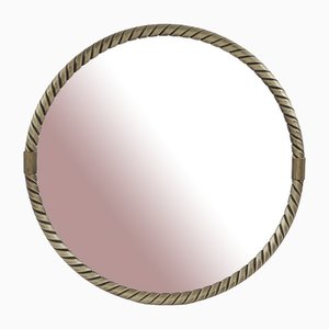 Round Swirl Brass Wall Mirror, Germany, 1990s-KQB-1445296