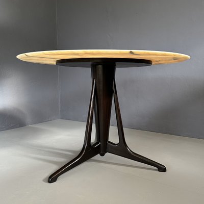 Round Table with Marble Top Base in Mahogany Wood attributed to Ico & Luisa Parisi, 1950s-YMJ-1742150