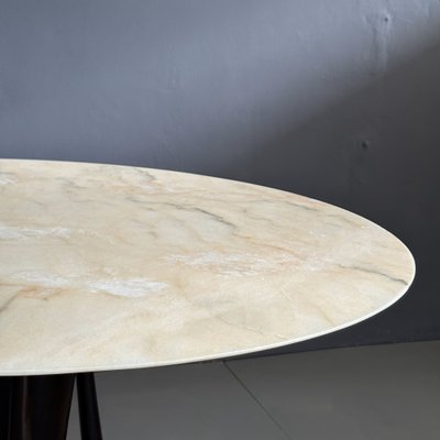 Round Table with Marble Top Base in Mahogany Wood attributed to Ico & Luisa Parisi, 1950s-YMJ-1742150