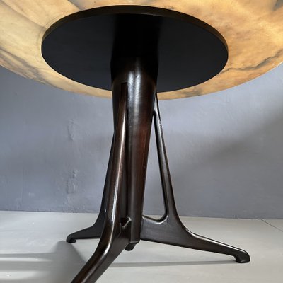 Round Table with Marble Top Base in Mahogany Wood attributed to Ico & Luisa Parisi, 1950s-YMJ-1742150