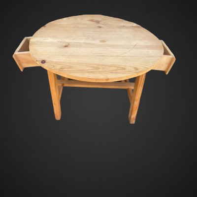 Round Table with Rustic Flaps & 2 Drawers-SDV-951442