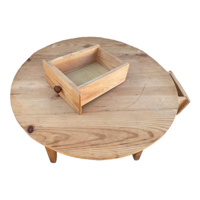 Round Table with Rustic Flaps & 2 Drawers-SDV-951442