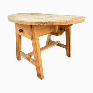 Round Table with Rustic Flaps & 2 Drawers-SDV-951442