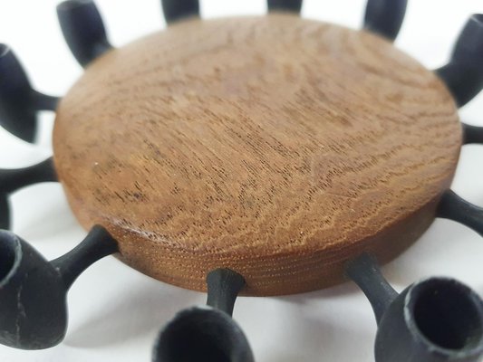 Round Teak and Metal Candleholder from Digsmed, Denmark, 1964-ZO-1075749