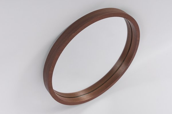 Round Teak Wall Mirror by Münchener Zierspiegel, Germany, 1960s-KQB-1445290