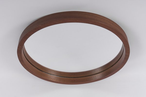 Round Teak Wall Mirror by Münchener Zierspiegel, Germany, 1960s-KQB-1445290