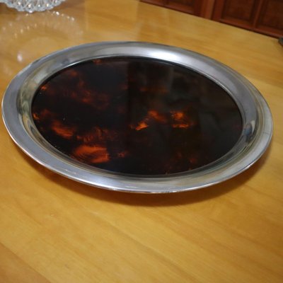 Round Tray in Bakelite and Silver by Rede Guzzini, 1970s-SBG-2041696