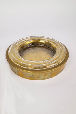 Round Vide-Poches in Brass and Murano Glass, Italy, 1970s-LYQ-1190662