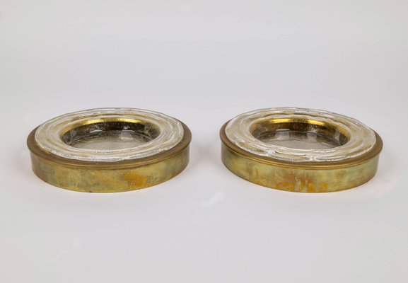 Round Vide-Poches in Brass and Murano Glass, Italy, 1970s-LYQ-1190662