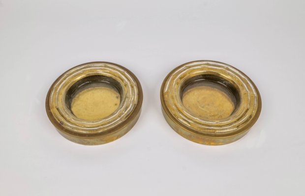 Round Vide-Poches in Brass and Murano Glass, Italy, 1970s-LYQ-1190662