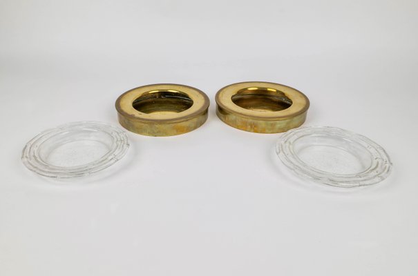 Round Vide-Poches in Brass and Murano Glass, Italy, 1970s-LYQ-1190662