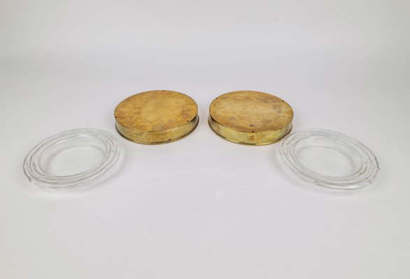 Round Vide-Poches in Brass and Murano Glass, Italy, 1970s-LYQ-1190662