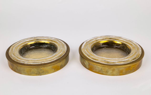 Round Vide-Poches in Brass and Murano Glass, Italy, 1970s-LYQ-1190662